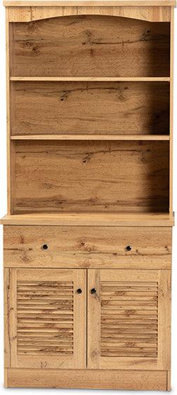 Wholesale Interiors Kitchen Storage & Organization - Agni Oak Brown Finished Wood Buffet and Hutch Kitchen Cabinet