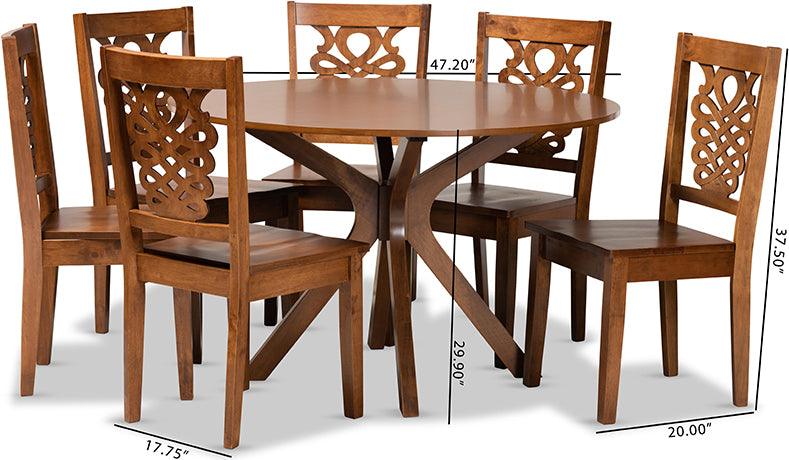 Wholesale Interiors Dining Sets - Liese Walnut Brown Finished Wood 7-Piece Dining Set