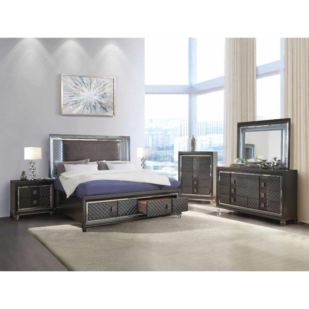 ACME Furniture Beds - Queen Bed, PU & Metallic Gray