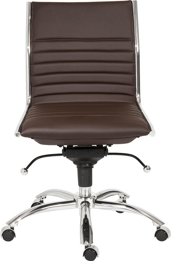 Euro Style Task Chairs - Dirk Low Back Office Chair w/o Armrests Brown