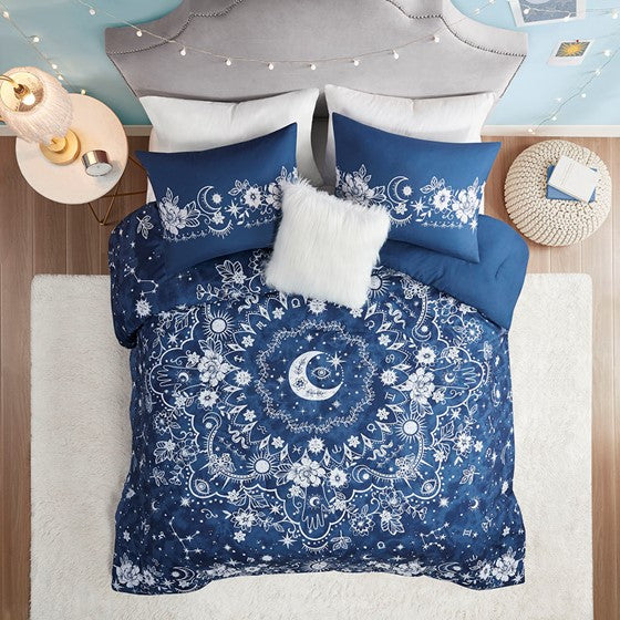 Olliix.com Comforters & Blankets - Celestial Comforter Set Navy Full/Queen