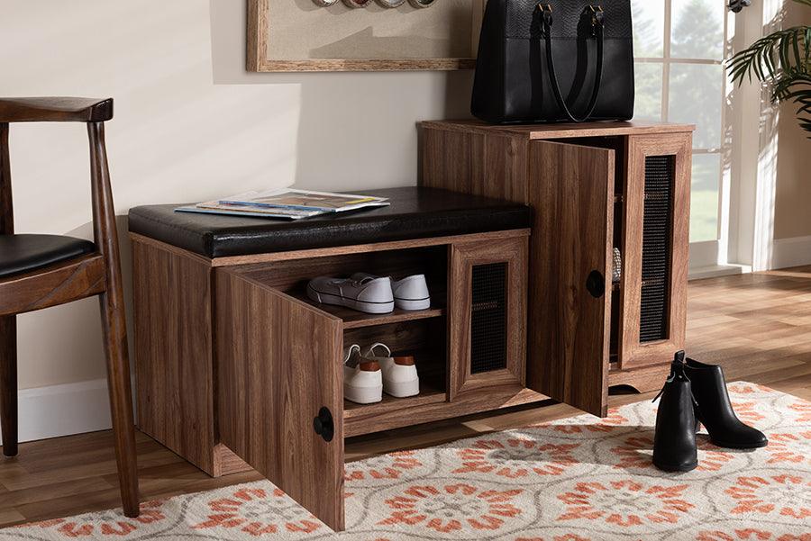 Wholesale Interiors Benches - Valina Dark Brown 2-Door Wood Shoe Storage Bench with Cabinet