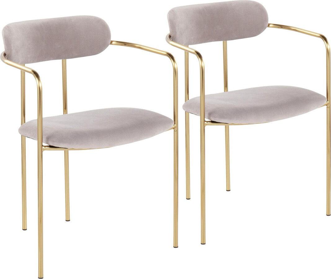 Lumisource Accent Chairs - Demi Contemporary Chair In Gold Metal & Silver Velvet (Set of 2)