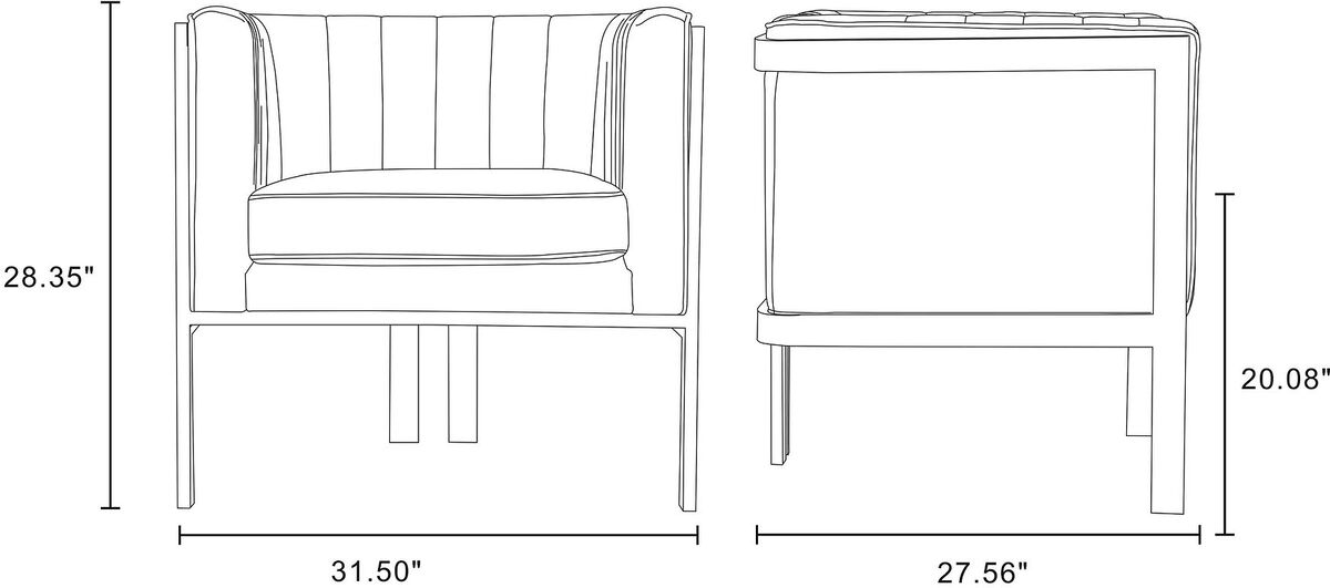 Manhattan Comfort Accent Chairs - Paramount Royal Blue and Polished Brass Velvet Accent Armchair