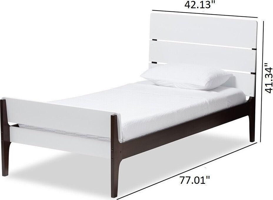 Wholesale Interiors Beds - Nereida Twin Bed White & Dark Brown