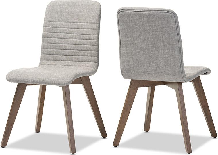 Wholesale Interiors Dining Chairs - Sugar Mid-century Style Light Grey Fabric and Walnut Wood Dining Chair (Set of 2)