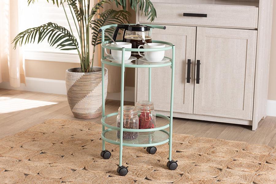 Wholesale Interiors Kitchen & Bar Carts - Newell Mint Green Finished Metal 2-Tier Kitchen Cart