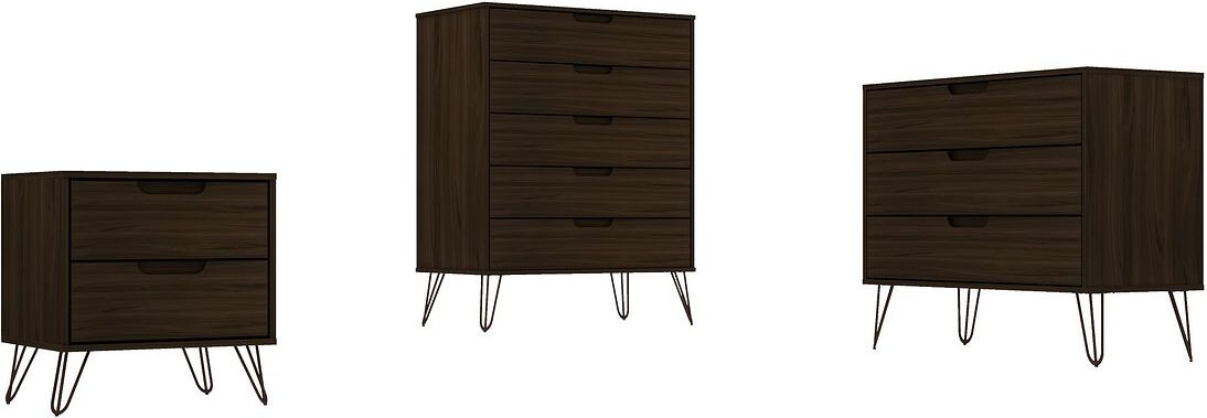 Manhattan Comfort Bedroom Sets - Rockefeller 3 Piece 22" Bedroom Set Dressers Brown