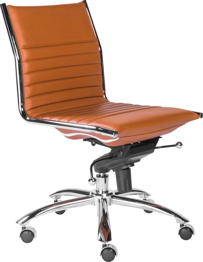 Euro Style Task Chairs - Dirk Low Back Office Chair w/o Armrests in Cognac