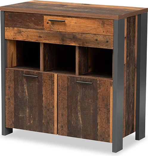 Wholesale Interiors Buffets & Sideboards - Ranger Mid-Century Modern Two-Tone Rustic Brown and Grey Finished Wood 1-Drawer Sideboard Buffet