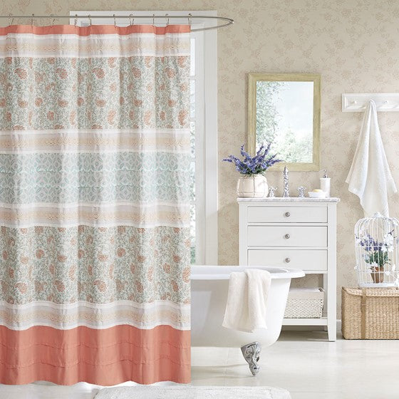 Olliix.com Shower Curtains - Cotton Shower Curtain Coral