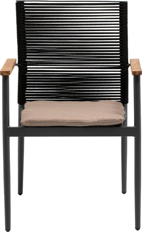 Euro Style Accent Chairs - Skog Armchair in Black Rope Back, Taupe Fabric Seat with Anthracite Frame - Set of 2