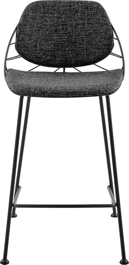 Euro Style Barstools - Linnea-C Counter Stool In Black Fabric with Matte Black Frame and Legs - Set Of 2