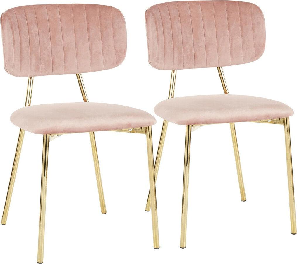 Lumisource Accent Chairs - Bouton Contemporary/Glam Chair In Gold Metal & Blush Pink Velvet (Set of 2)