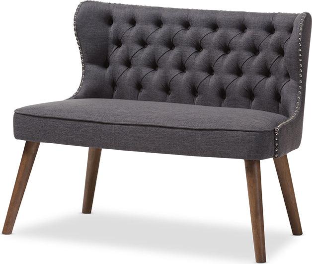 Wholesale Interiors Loveseats - Scarlett Brown Wood & Dark Grey 2-Seater Loveseat Settee