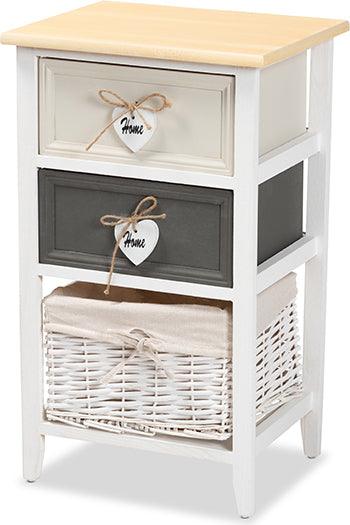 Wholesale Interiors Bedroom Organization - Diella Modern and Contemporary Multi-Colored Wood 2-Drawer Storage Unit with Basket