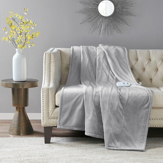 Olliix.com Heated Blankets - Throw Light Grey
