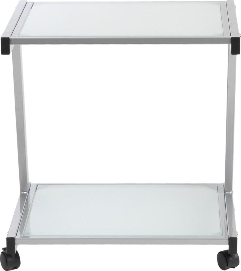 Euro Style File Cabinets - L-Series Printer Cart in Graphite in Aluminum with Frosted Glass