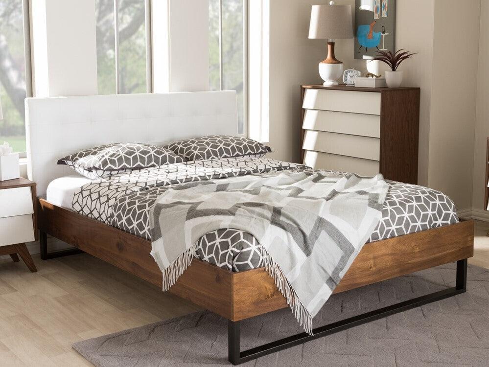 Wholesale Interiors Beds - Mitchell Queen Bed White & Dark Bronze