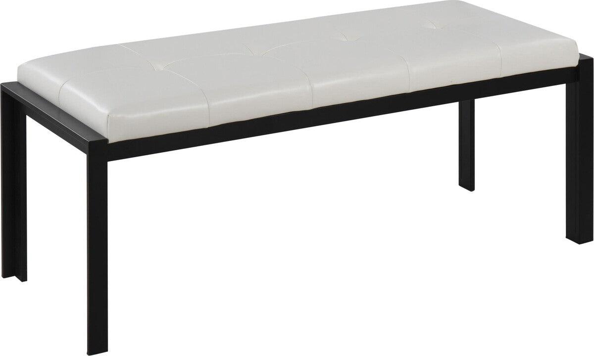 Lumisource Benches - Fuji Contemporary Bench In Black Metal & White Faux Leather