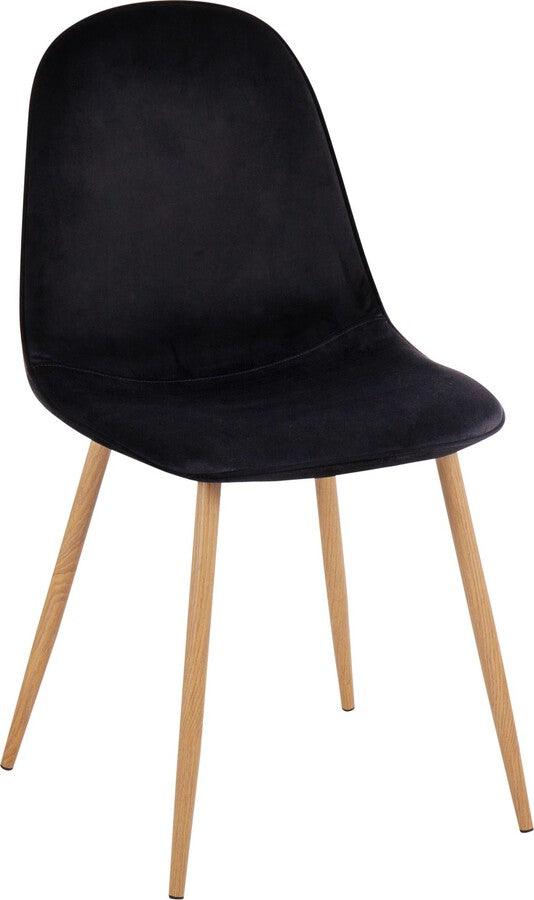 Lumisource Accent Chairs - Pebble Contemporary Chair In Natural Wood Metal & Black Velvet (Set of 2)