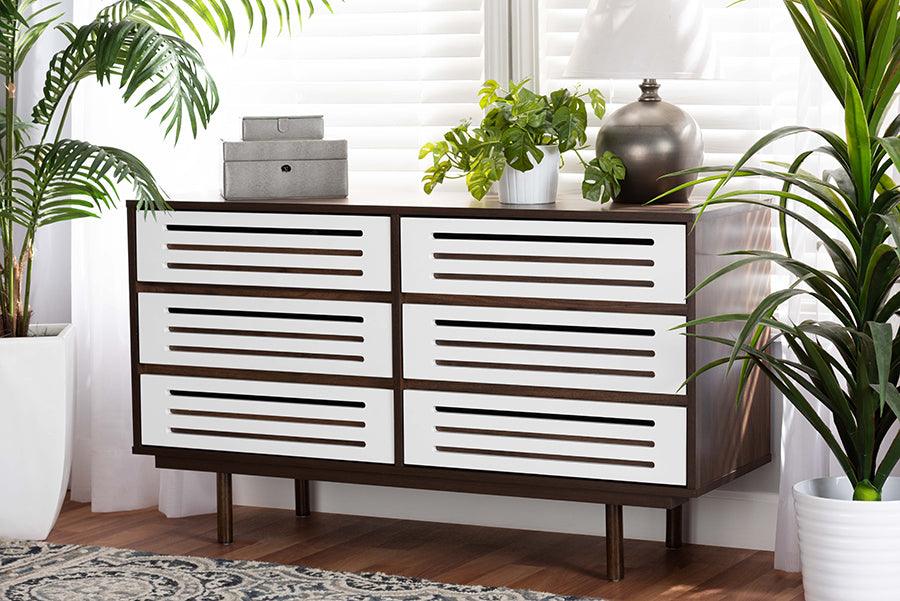 Wholesale Interiors Dressers - Meike 46.53" Dresser Walnut & White