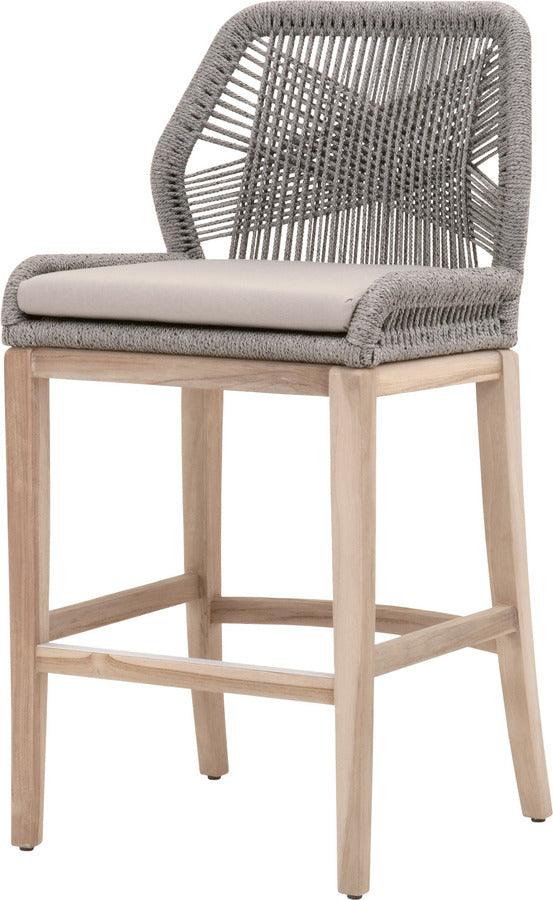 Essentials For Living Outdoor Barstools - Loom Outdoor Barstool Platinum Rope, Smoke Gray, Gray Teak