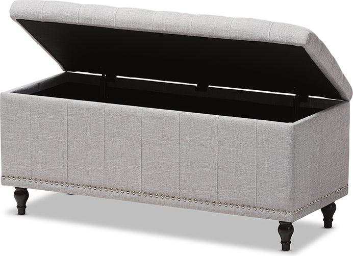 Wholesale Interiors Benches - Kaylee Modern Classic Grayish Beige Fabric Upholstered Button-Tufting Storage Ottoman Bench