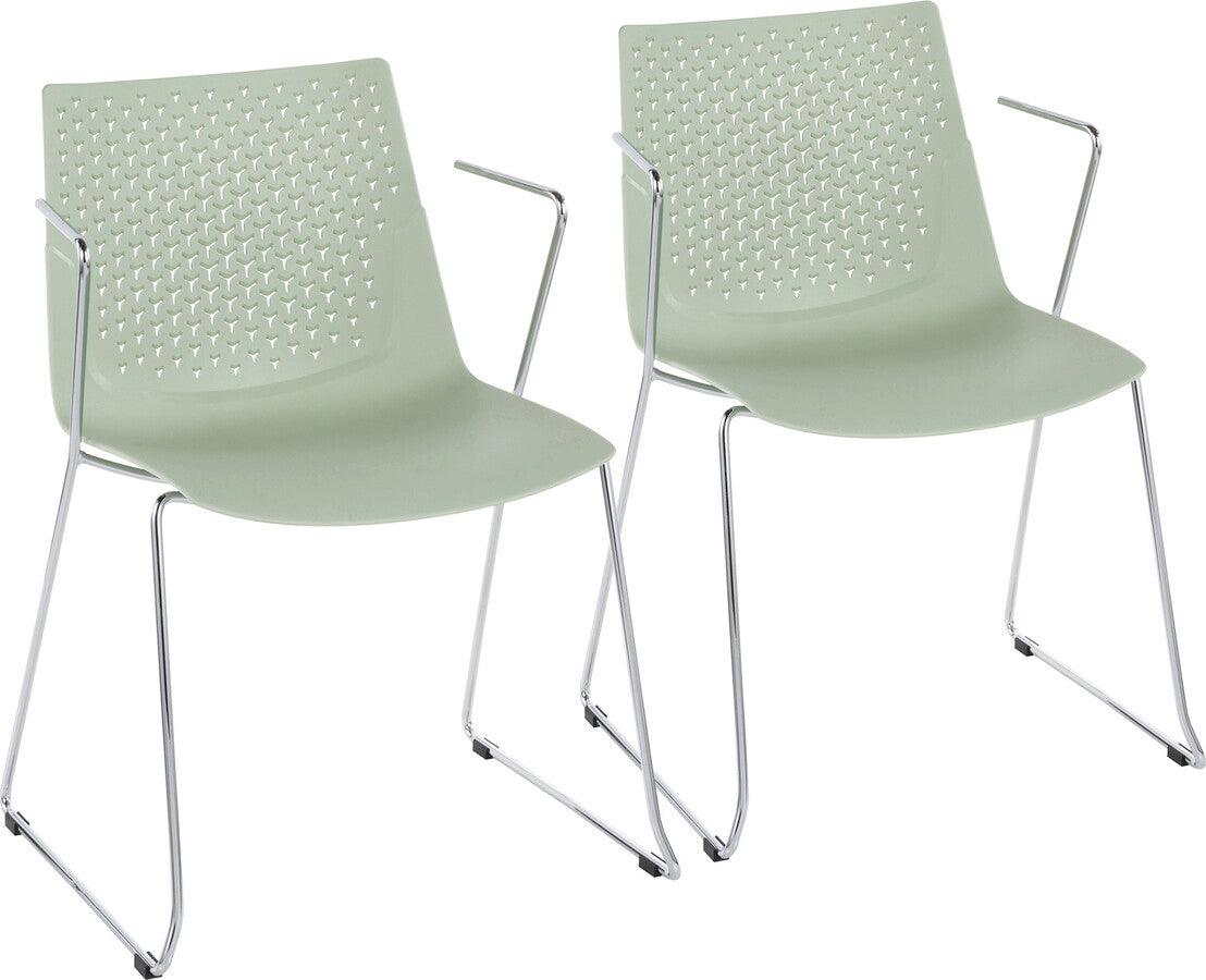 Lumisource Living Room Sets - Matcha Chair 32" Chrome & Green Polypropylene (Set of 2)