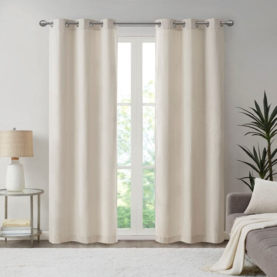 Olliix.com Curtains - Basketweave Room Darkening Curtain Panel Pair Ivory