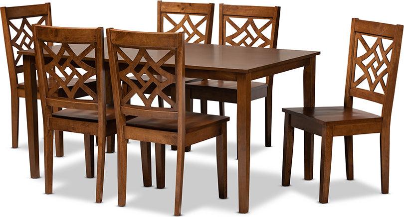 Wholesale Interiors Dining Sets - Nicolette Walnut Brown Finished Wood 7-Piece Dining Set