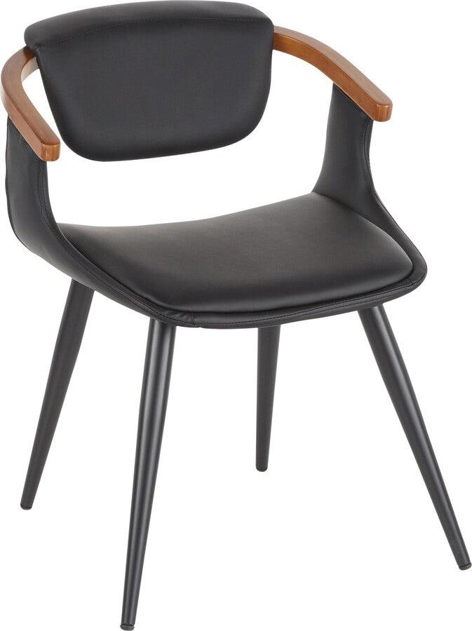 Lumisource Accent Chairs - Oracle Chair 29" Black PU & Walnut Bamboo