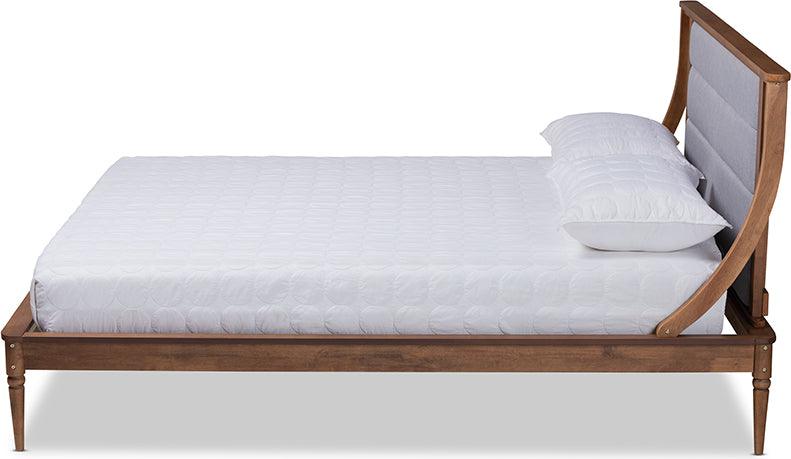 Wholesale Interiors Beds - Regis King Size Platform Bed Light Gray & Walnut Brown