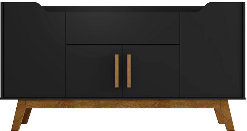 Manhattan Comfort Buffets & Cabinets - Addie 53.54 Sideboard in Matte Black and Cinnamon