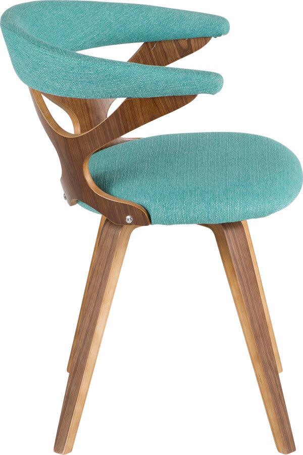 Lumisource Dining Chairs - Gardenia Dining/Accent Chair With Swivel In Walnut Wood & Teal Fabric