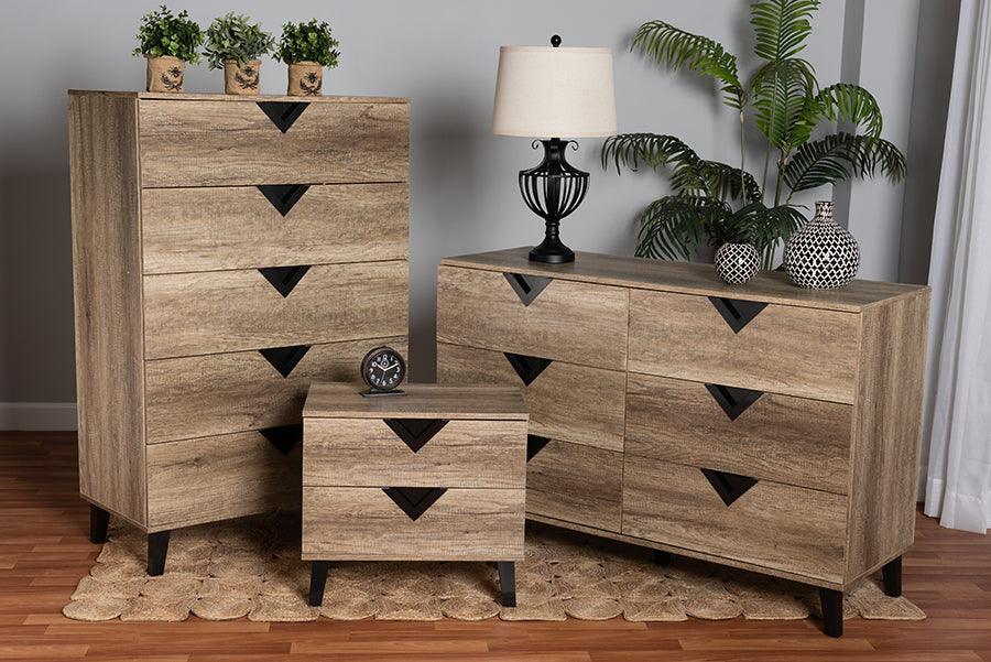 Wholesale Interiors Bedroom Sets - Wales Modern and Contemporary Two-Tone Black and Light Brown Finished Wood 3-Piece Storage Set