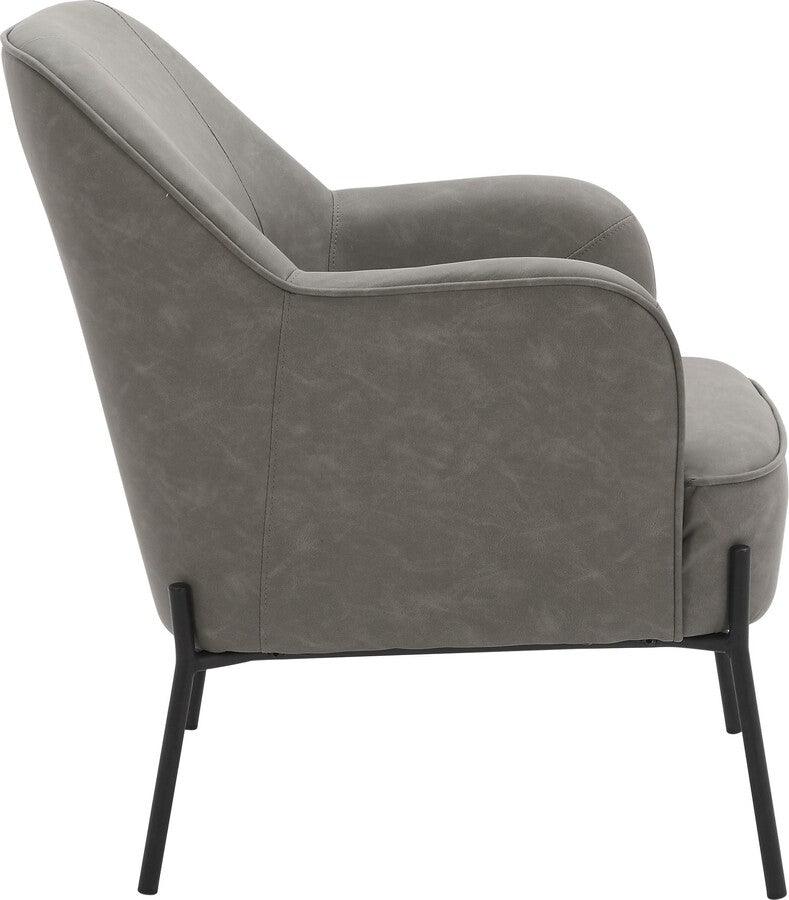 Lumisource Accent Chairs - Daniella Contemporary Accent Chair In Black Metal & Grey Faux Leather