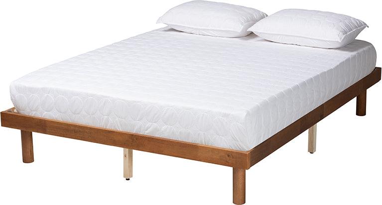 Wholesale Interiors Beds - Winston Mid-Century Modern Walnut Brown Finished Wood Queen Size Platform Bed frame