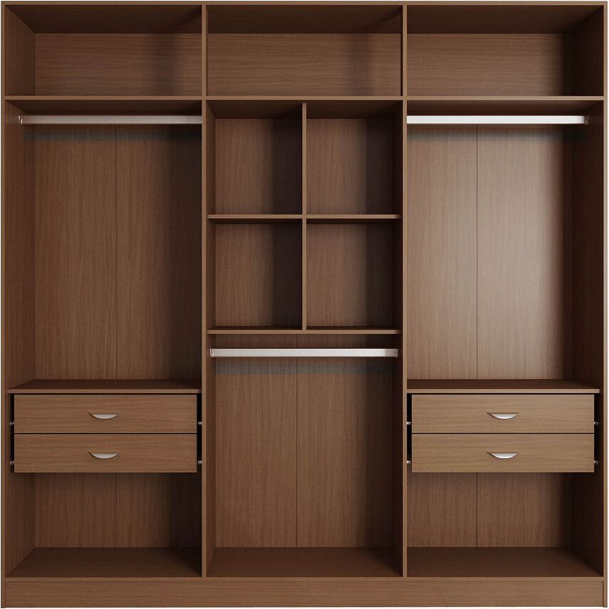 Manhattan Comfort Cabinets & Wardrobes - Eldridge 4- Drawer He/She Freestanding Armoire in Maple Cream Brown