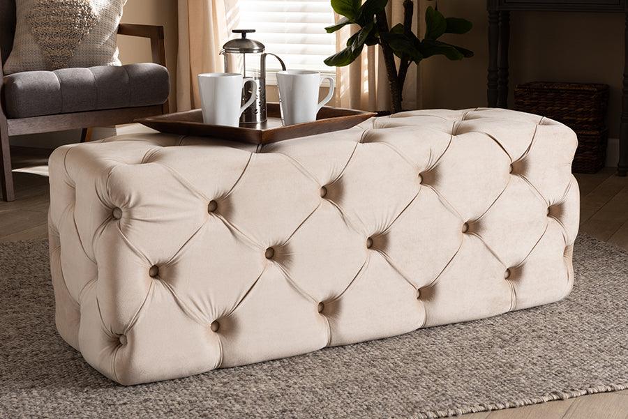 Wholesale Interiors Ottomans & Stools - Jasmine Modern Ottoman Beige