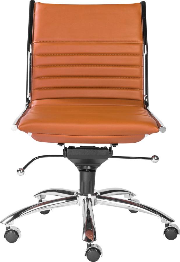 Euro Style Task Chairs - Dirk Low Back Office Chair w/o Armrests in Cognac
