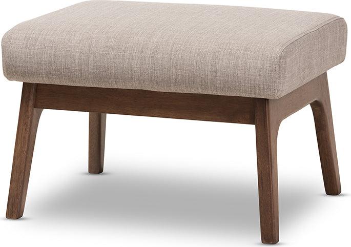 Wholesale Interiors Ottomans & Stools - Bianca Mid-Century Ottoman Light Gray & Walnut Brown