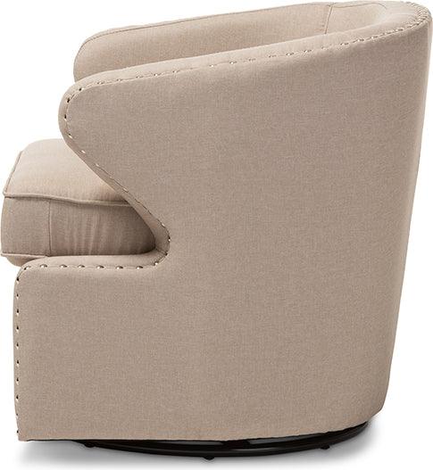 Wholesale Interiors Accent Chairs - Finley Mid-Century Modern Beige Fabric Upholstered Swivel Armchair
