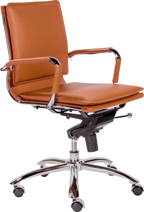 Euro Style Task Chairs - Gunar Pro Low Back Office Chair in Cognac