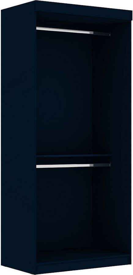 Manhattan Comfort Cabinets & Wardrobes - Mulberry 35.9 Open Double Hanging Wardrobe Closet in Tatiana Midnight Blue