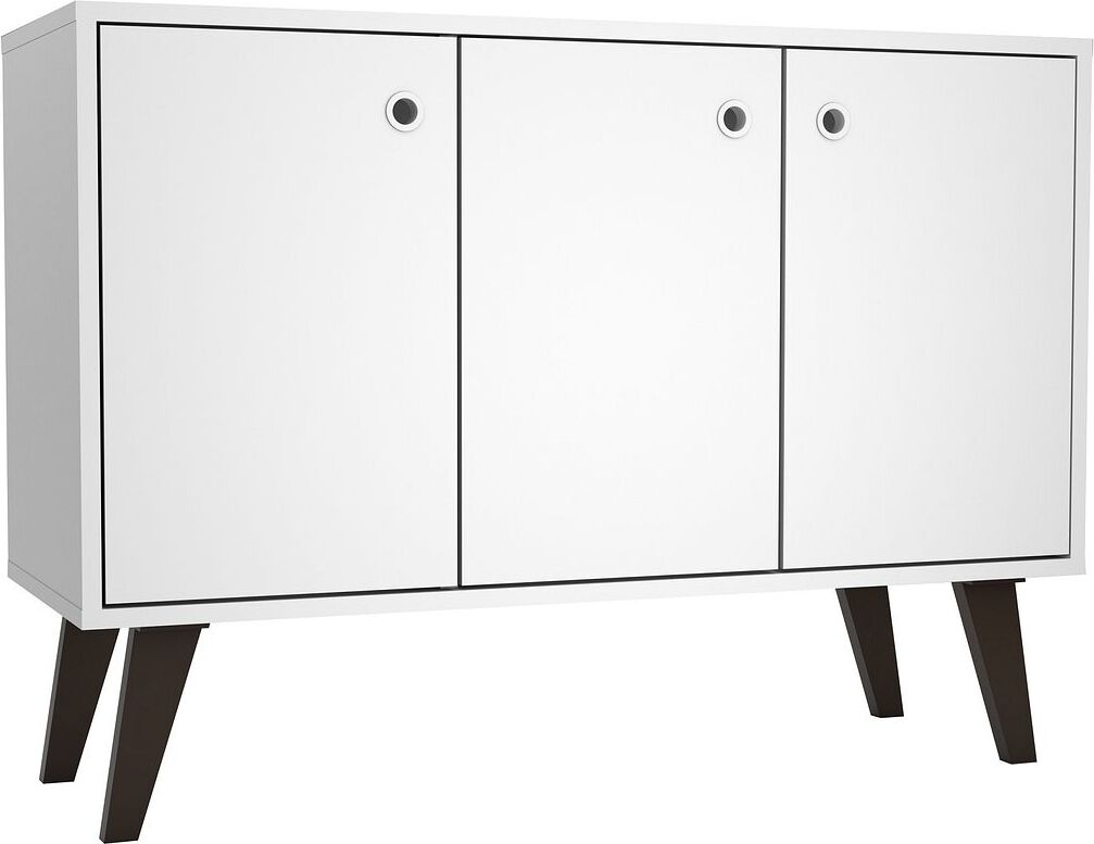 Manhattan Comfort Buffets & Sideboards - Mid-Century- Modern Bromma 35.43" Sideboard 2.0 with 3 Shelves in White