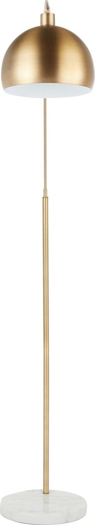 Lumisource Floor Lamps - March Floor Lamp White Marble & Antique Brass
