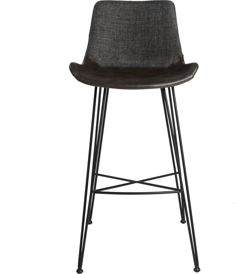 Euro Style Barstools - Alisa-B Bar Stool in Dark Gray Fabric and Dark Gray PU with Matte Black Legs