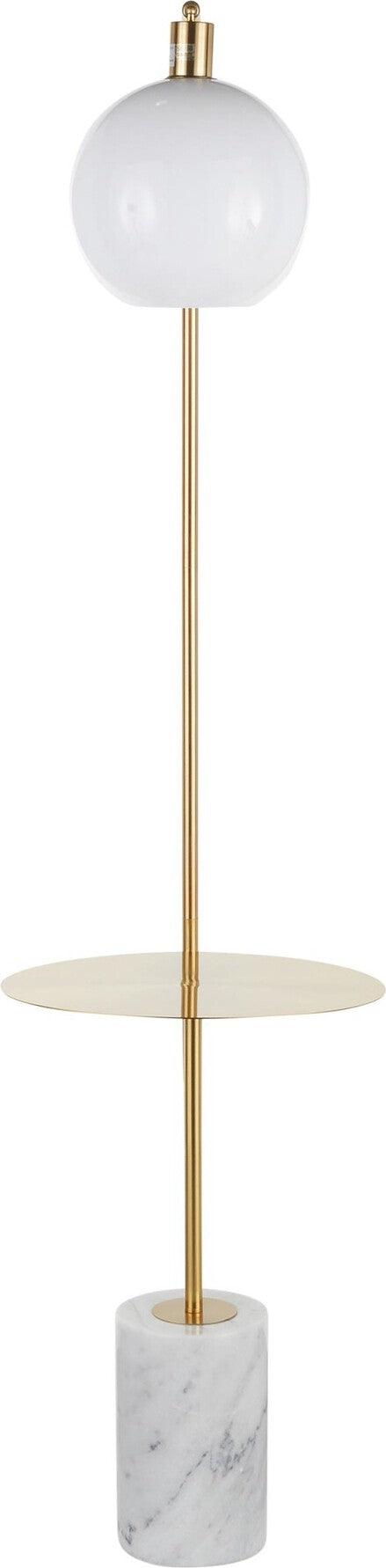 Lumisource Floor Lamps - Symbol Floor Lamp with Side Table White & Gold