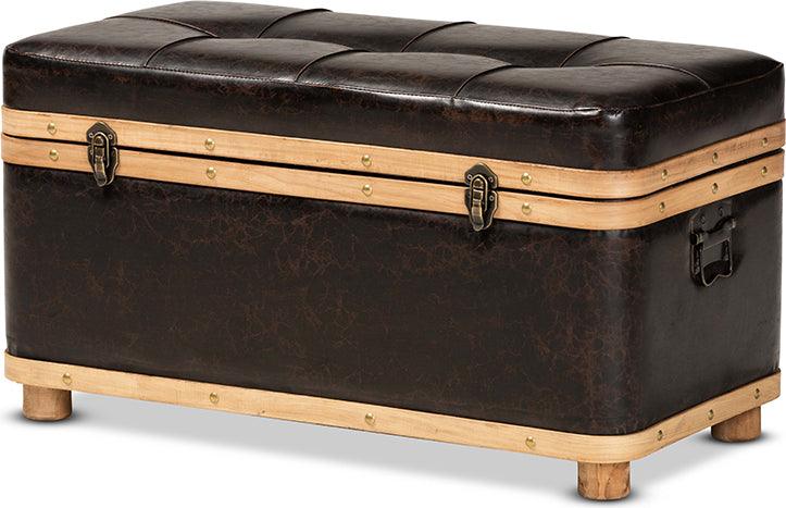 Wholesale Interiors Ottomans & Stools - Gendry Modern Ottoman Dark Brown & Oak Brown